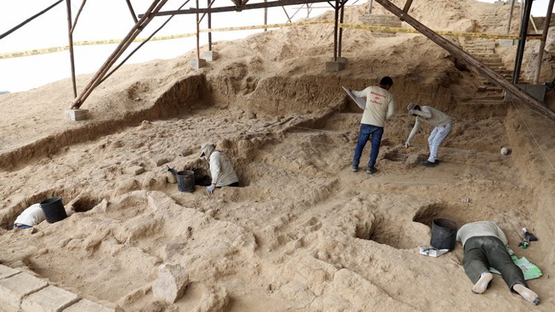 Trabajos en el Complejo Arqueológico de Túcume, Lambayeque, Perú, 4 de julio de 2018