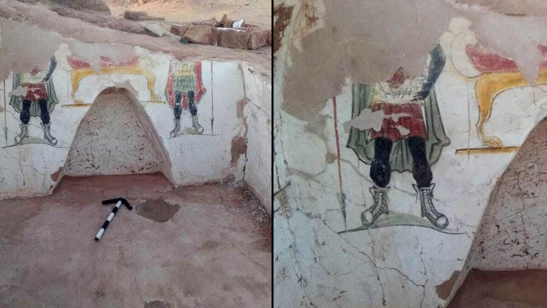 Hallan tumbas de la época romana con restos humanos y coloridas pinturas funerarias en Egipto